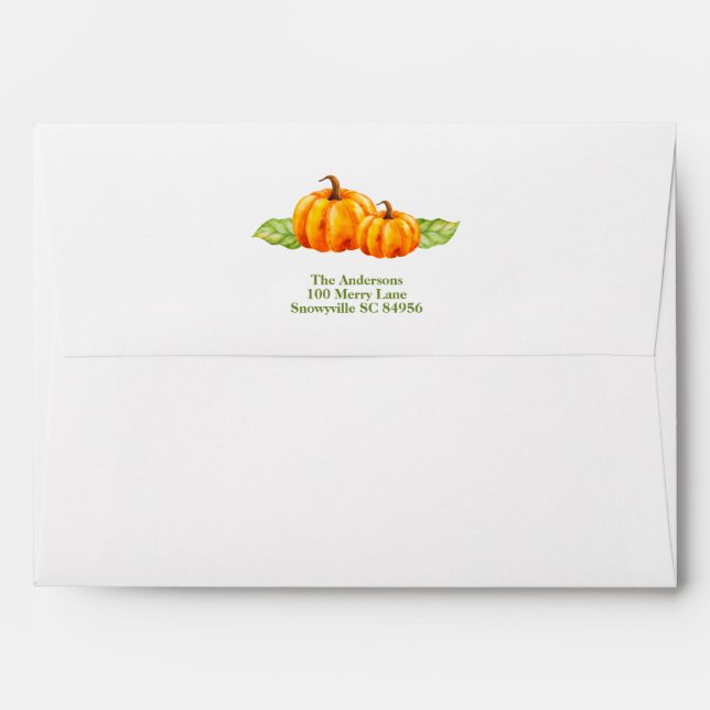 Enveloppe Cute aquarelle Citrouille orange (Dos (Haut rabat))