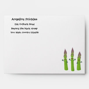 Enveloppe Cute asperges chantant un trio végétal dessin anim