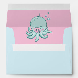 Enveloppe Cute Baby shower Octopus Kawaii fille rose