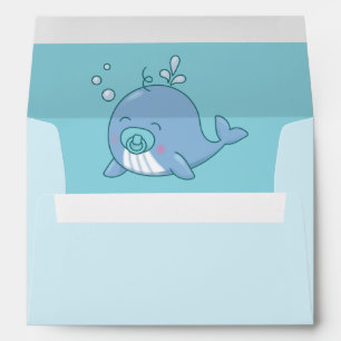 Enveloppe Cute baleine Baby shower Kawaii Boy Blue