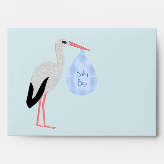 Enveloppe Cute Blue Baby Boy Stork (Devant)