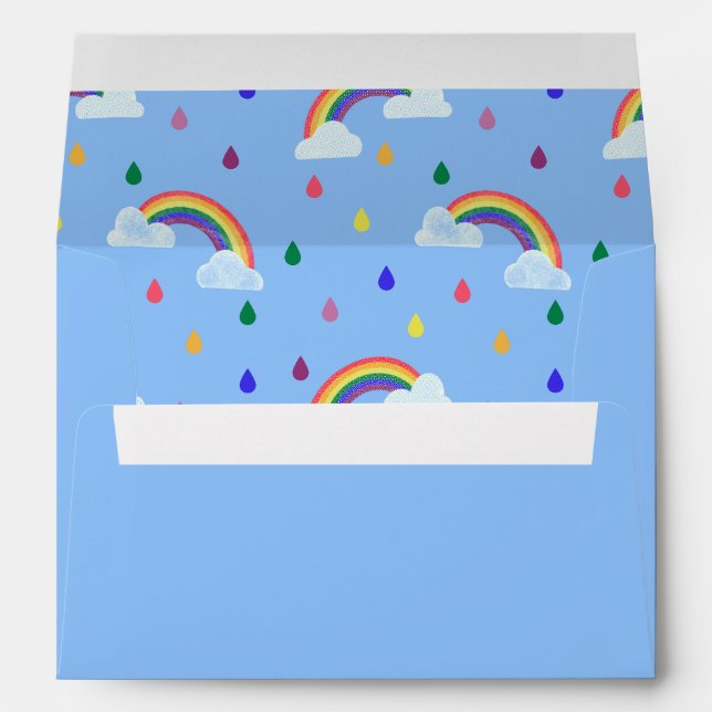 Enveloppe Cute Blue Rainbow Raindrops (Dos (Bas))