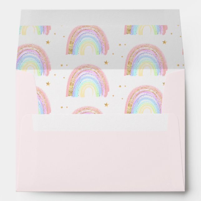 Enveloppe Cute Boho Abstrait Rainbow & Stars Adresse de reto (Dos (Bas))