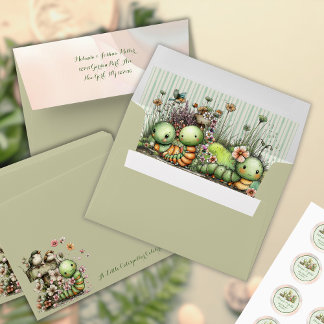 Enveloppe Cute Caterpillar Garden Baby Shower Invitation