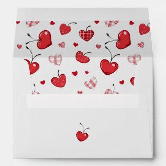 Enveloppe Cute Cherry Hearts Boho Scandinavian Valentine 