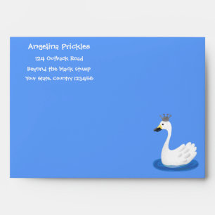 Enveloppe Cute cygne blanc avec dessin de la couronne