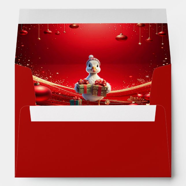 Enveloppe Cute Duck Christmas Holiday Envelope (Dos (Bas))