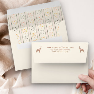 Enveloppe Cute Elephants Traditionnel Indien Motif Mariage