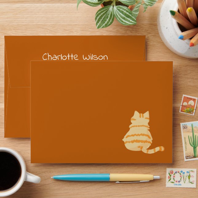Enveloppe Cute Fat Orange Cat Baby Shower Envelope (Desk)