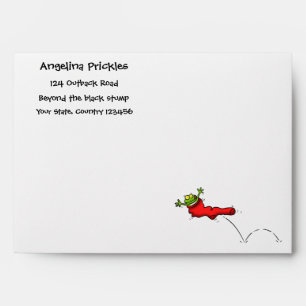 Enveloppe Cute grenouille dans une chaussette rouge saut de