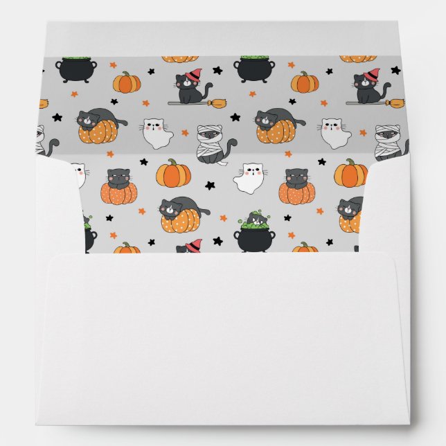 Enveloppe Cute Halloween Chats et Fantômes Motif (Dos (Bas))