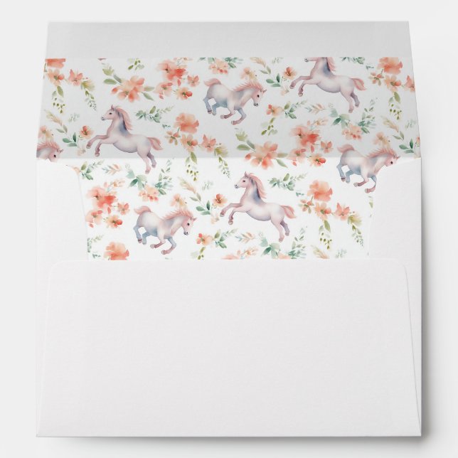 Enveloppe Cute Horse Pony Flowers Motif Anniversaire (Dos (Bas))