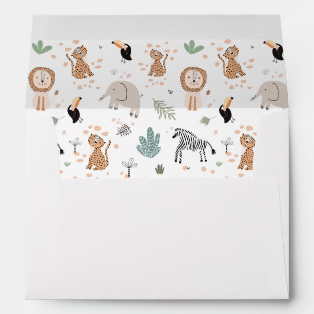Enveloppe Cute Jungle Rainforest Animaux Motif (Dos (Bas))