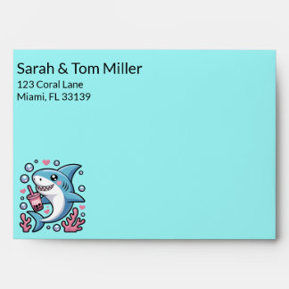 Enveloppe Cute Kawaii Baby shower de requin bleu Bubble Thé