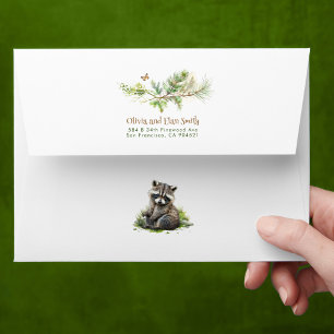 Enveloppe Cute Little Racoon Woodland Branches Moss