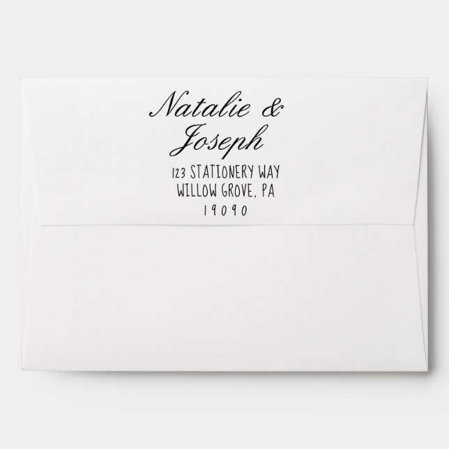 Enveloppe Cute manuscrit tendance Unique Mariage moderne (Dos (Haut rabat))