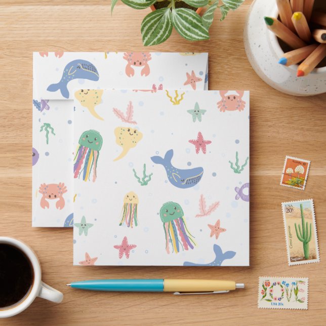 Enveloppe Cute Marine Vie Motif sans joint (Desk)