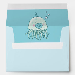 Enveloppe Cute méduse Baby shower Kawaii Blue Boy