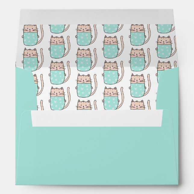 Enveloppe Cute Motif de chats Floral (Dos (Bas))