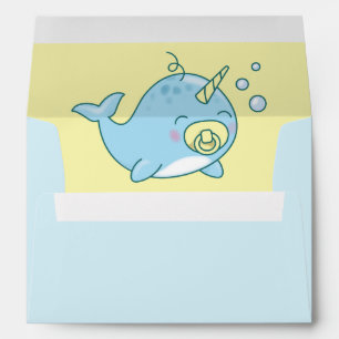 Enveloppe Cute Narwhal Baby shower Kawaii