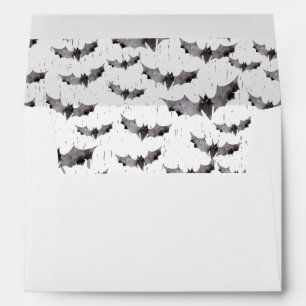 Enveloppe Cute Noir & Blanc Aquarelle Chat Halloween Éffraya