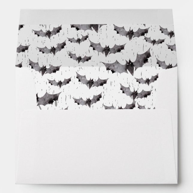 Enveloppe Cute Noir & Blanc Aquarelle Chat Halloween Éffraya (Dos (Bas))
