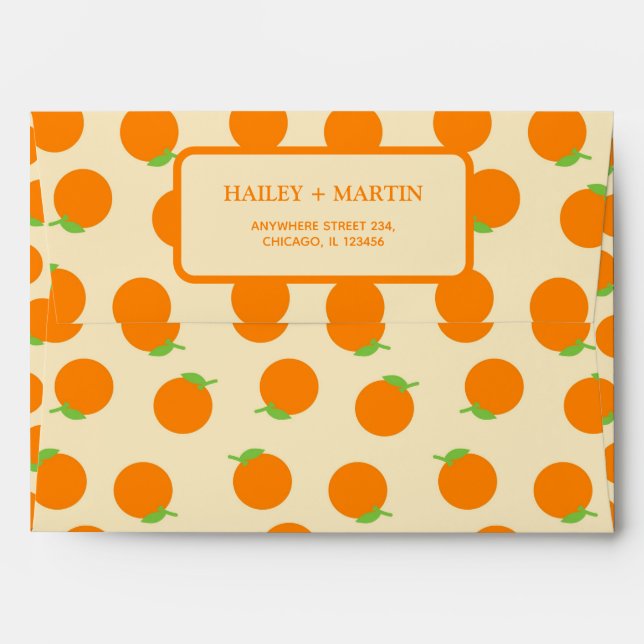 Enveloppe Cute Orange Boho Fruit Fiançailles papeterie (Dos (Haut rabat))