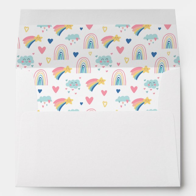 Enveloppe Cute Rainbow Hearts & Clouds Motif (Dos (Bas))