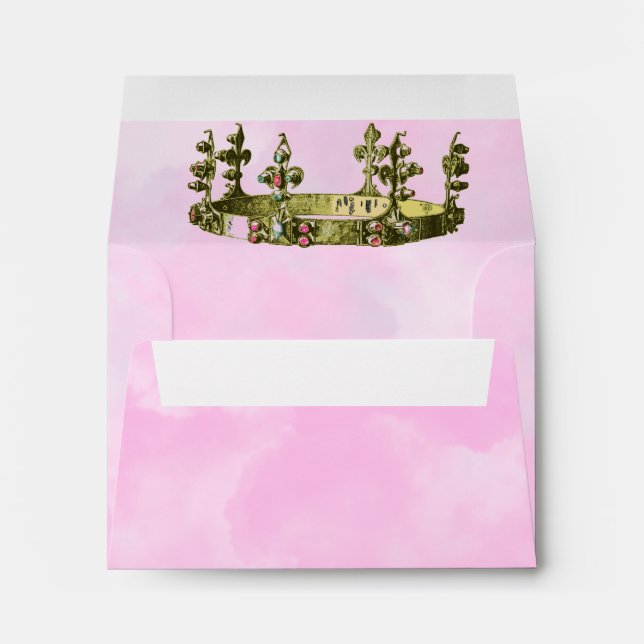 Enveloppe Cute Royal Princess Crown Pink Theme Invitation (Dos (Bas))