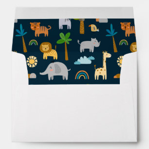 Enveloppe Cute Safari Jungle Animaux Retourner Adresse