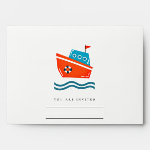 Enveloppe Cute Urban Nautical Boat Kids Ocean Waves Adresse