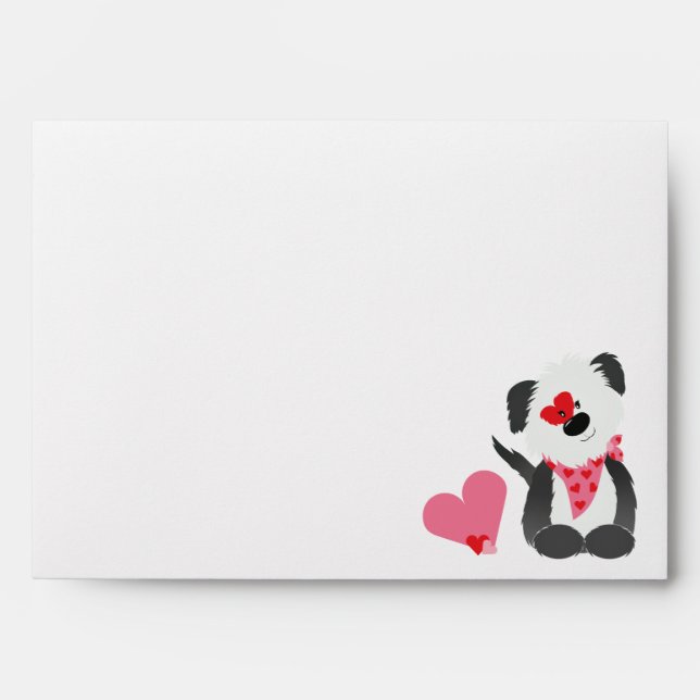 Enveloppe Cute Valentines Chien Coeur Motif Rouge (Devant)