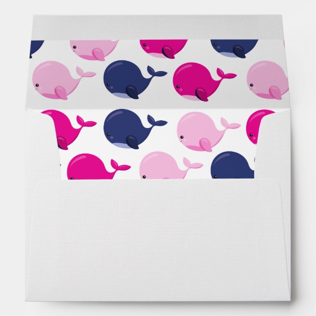Enveloppe Cute Whales, Pattern of Whales, Sea Animals (Dos (Bas))