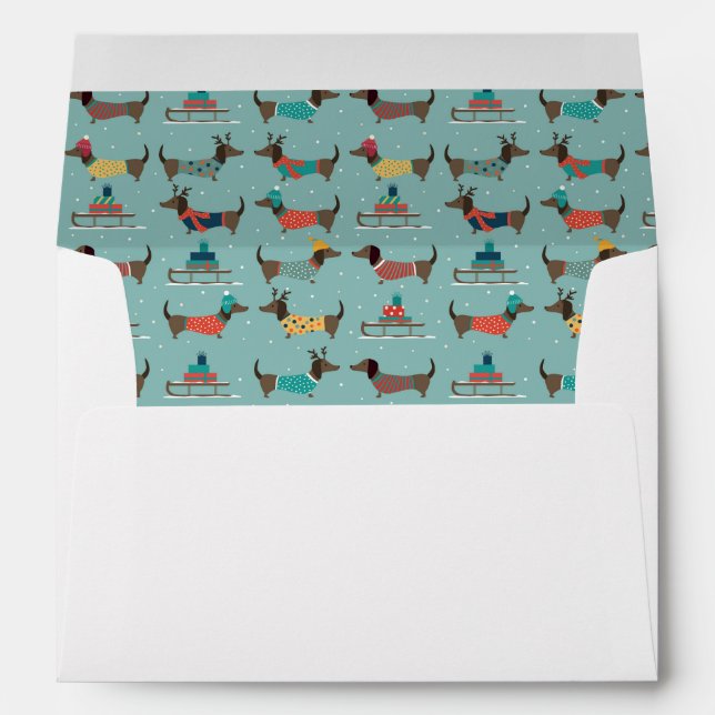 Enveloppe Dachshund de vacances avec cadeaux et Motif de sle (Dos (Bas))
