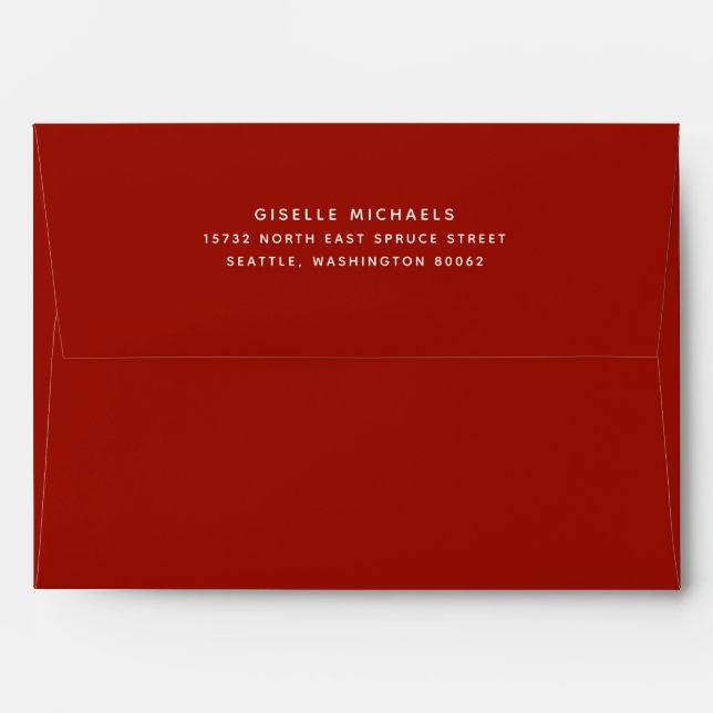 Enveloppe d'adresse de retour Dark Red Berry Sans  (Dos (Haut rabat))
