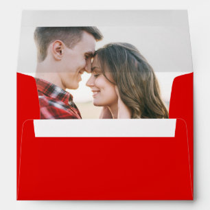 Enveloppe d'adresse de retour de photo rouge Vacan