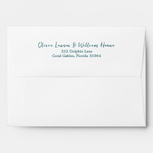 Enveloppe d'adresse de retour de script turquoise
