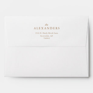 Enveloppe d'adresse de retour de texte or simple e