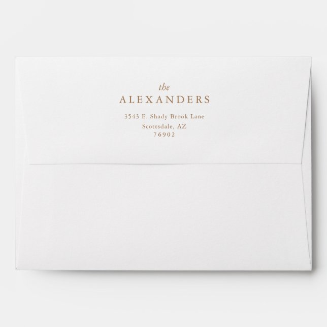 Enveloppe d'adresse de retour de texte or simple e (Dos (Haut rabat))