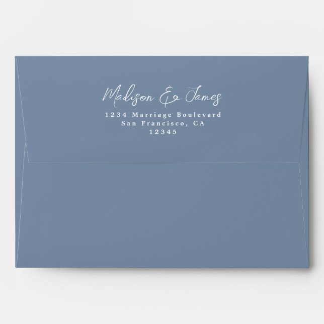 Enveloppe d'adresse de retour du Mariage bleu vint (Dos (Haut rabat))