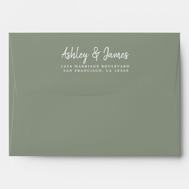 Enveloppe d'adresse de retour du Mariage vert Sage (Dos (Haut rabat))
