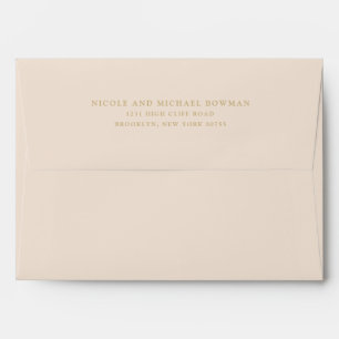 Enveloppe d'adresse de retour en sérif or rose élé