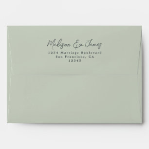 Enveloppe d'adresse de retour Mariage vert Script