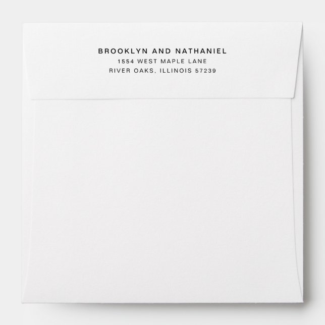 Enveloppe d'adresse de retour minimaliste blanche  (Dos (Haut rabat))