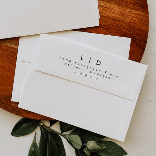 Enveloppe d'adresse de retour Monogramme moderne (Créateur téléchargé)