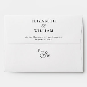 Enveloppe d'adresse de retour Monogramme noir et b