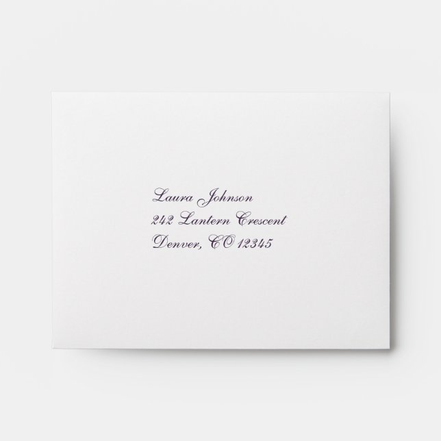 Enveloppe d'adresse de retour pourpre Damask pour  (Devant)