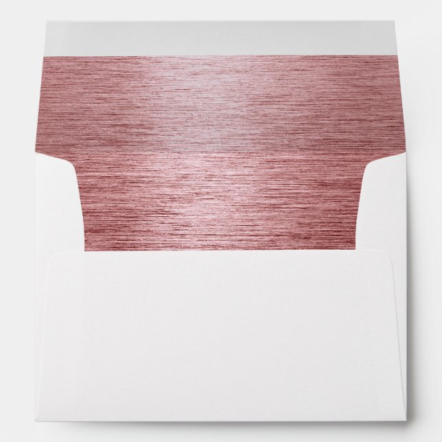 Enveloppe d'adresse de retour rose or brossé métal (Dos (Bas))