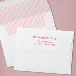 Enveloppe d'adresse de retour rose simple