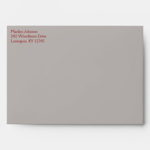 Enveloppe d'adresse de retour rouge et gris gris d